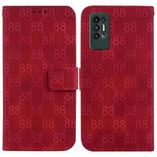 For Tecno Pova 2 Double 8-shaped Embossed Leather Phone Case(Red)