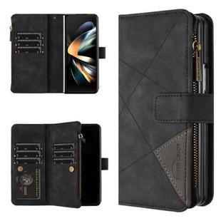 For Samsung Galaxy Z Fold7 Rhombus Texture Zipper Wallet Leather Phone Case(Black)
