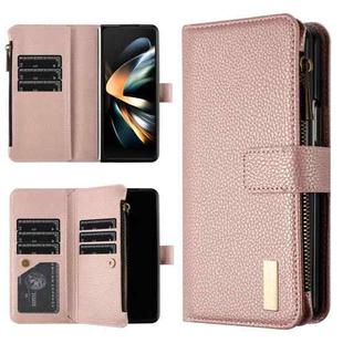 For Samsung Galaxy Z Fold5 Litchi Texture Zipper Wallet Leather Phone Case(Gold)