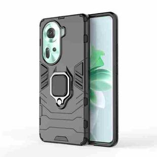 For OPPO Reno11 5G Global PC + TPU Shockproof Protective Phone Case with Magnetic Ring Holder(Black)