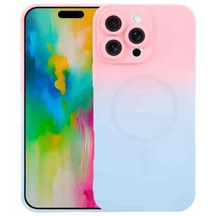 For iPhone 16 Pro Max Liquid TPU Silicone Gradient MagSafe Phone Case(Pink Blue)