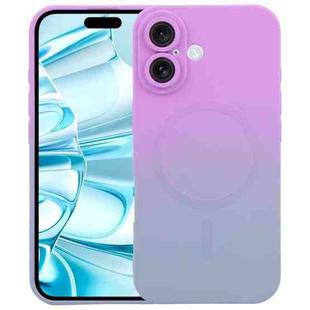 For iPhone 16 Liquid TPU Silicone Gradient MagSafe Phone Case(Purple)