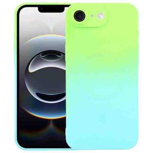 For iPhone 16e Liquid TPU Silicone Gradient MagSafe Phone Case(Cyan Blue)