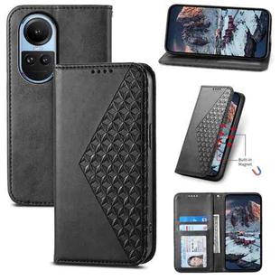 For OPPO Reno10 Global / Reno10 Pro Global Cubic Grid Calf Texture Magnetic Leather Phone Case(Black)