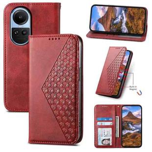 For OPPO Reno10 Global / Reno10 Pro Global Cubic Grid Calf Texture Magnetic Leather Phone Case(Red)