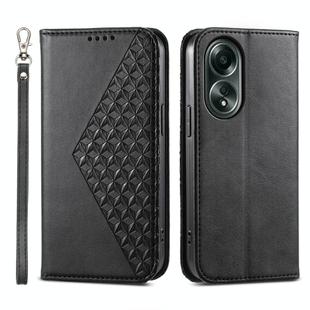 For OPPO A58 4G Cubic Grid Calf Texture Magnetic Leather Phone Case(Black)