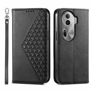 For OPPO Reno11 Pro China Cubic Grid Calf Texture Magnetic Leather Phone Case(Black)