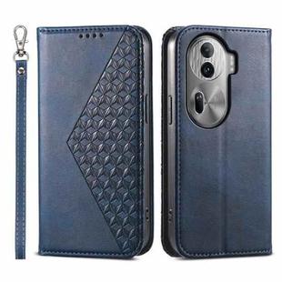 For OPPO Reno11 Pro China Cubic Grid Calf Texture Magnetic Leather Phone Case(Blue)