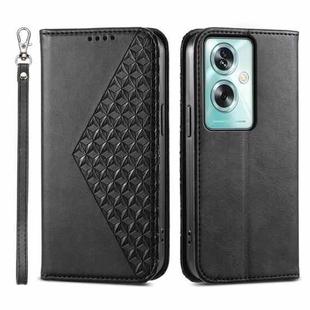 For OPPO A79 5G Cubic Grid Calf Texture Magnetic Leather Phone Case(Black)