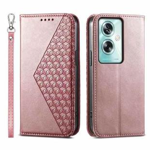 For OPPO A79 5G Cubic Grid Calf Texture Magnetic Leather Phone Case(Rose Gold)