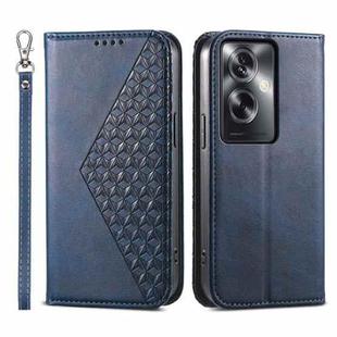 For OPPO A2 Cubic Grid Calf Texture Magnetic Leather Phone Case(Blue)