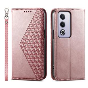 For OPPO A3 Pro 5G Cubic Grid Calf Texture Magnetic Leather Phone Case(Rose Gold)