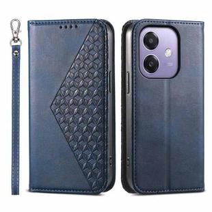 For OPPO A3 4G / 5G / A3X 4G / 5G India Cubic Grid Calf Texture Magnetic Leather Phone Case(Blue)