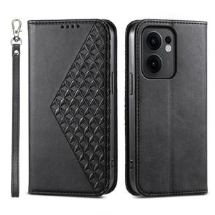 For OPPO Reno13 F 4G / 5G Cubic Grid Calf Texture Magnetic Leather Phone Case(Black)