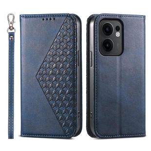 For OPPO Reno13 F 4G / 5G Cubic Grid Calf Texture Magnetic Leather Phone Case(Blue)