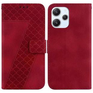 For Xiaomi Redmi 12 7-shaped Embossed Leather Phone Case(Red)