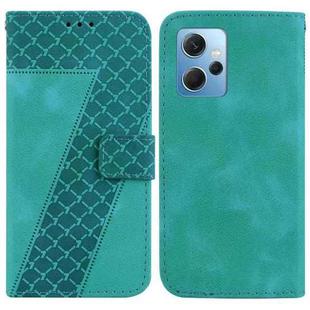 For Xiaomi Redmi Note 12 4G Global 7-shaped Embossed Leather Phone Case(Green)