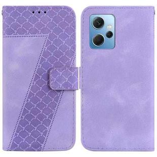 For Xiaomi Redmi Note 12 4G Global 7-shaped Embossed Leather Phone Case(Purple)