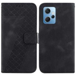 For Xiaomi Redmi Note 12 4G Global 7-shaped Embossed Leather Phone Case(Black)