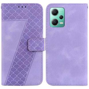 For Xiaomi Redmi Note 12 5G China/Global/Poco X5 7-shaped Embossed Leather Phone Case(Purple)