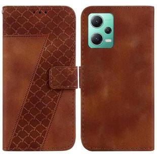 For Xiaomi Redmi Note 12 5G China/Global/Poco X5 7-shaped Embossed Leather Phone Case(Brown)