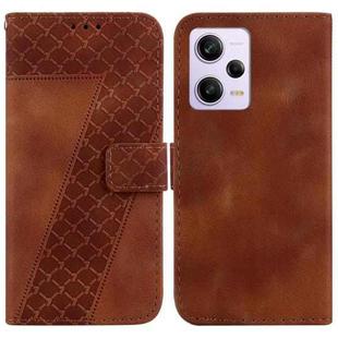 For Xiaomi Redmi Note 12 Pro 5G Global/Poco X5 Pro 7-shaped Embossed Leather Phone Case(Brown)