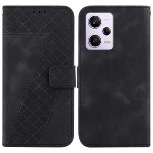 For Xiaomi Redmi Note 12 Pro 5G Global/Poco X5 Pro 7-shaped Embossed Leather Phone Case(Black)