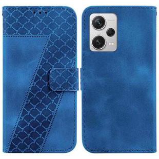 For Xiaomi Redmi Note 12 Pro+ Global 7-shaped Embossed Leather Phone Case(Blue)