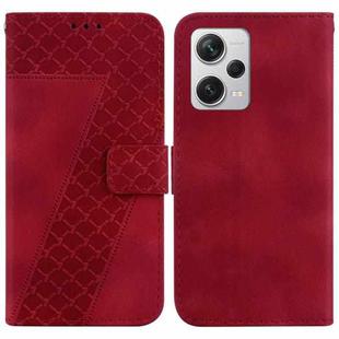 For Xiaomi Redmi Note 12 Pro+ Global 7-shaped Embossed Leather Phone Case(Red)