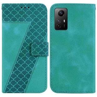 For Xiaomi Redmi Note 12S 7-shaped Embossed Leather Phone Case(Green)