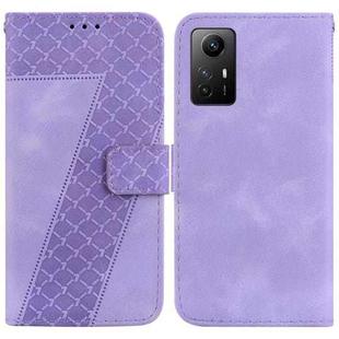 For Xiaomi Redmi Note 12S 7-shaped Embossed Leather Phone Case(Purple)