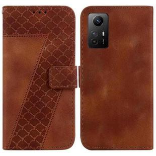 For Xiaomi Redmi Note 12S 7-shaped Embossed Leather Phone Case(Brown)