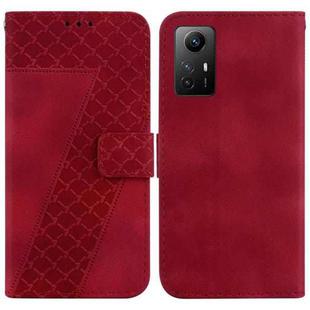 For Xiaomi Redmi Note 12S 7-shaped Embossed Leather Phone Case(Red)