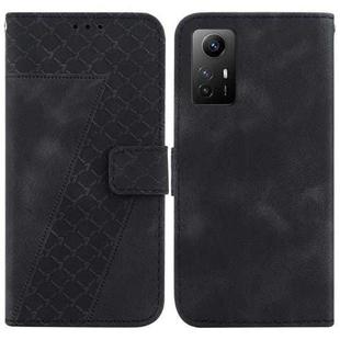 For Xiaomi Redmi Note 12S 7-shaped Embossed Leather Phone Case(Black)