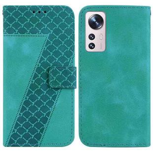 For Xiaomi 12 Pro 7-shaped Embossed Leather Phone Case(Green)