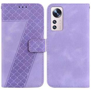 For Xiaomi 12 Pro 7-shaped Embossed Leather Phone Case(Purple)