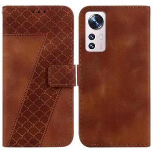 For Xiaomi 12 Pro 7-shaped Embossed Leather Phone Case(Brown)