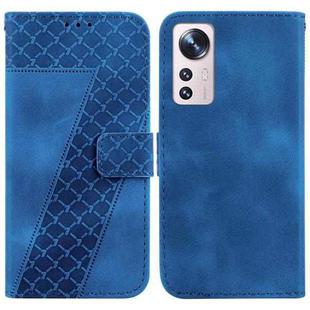 For Xiaomi 12 Pro 7-shaped Embossed Leather Phone Case(Blue)