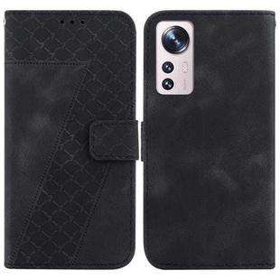 For Xiaomi 12 Pro 7-shaped Embossed Leather Phone Case(Black)