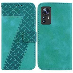 For Xiaomi 12/12X 7-shaped Embossed Leather Phone Case(Green)