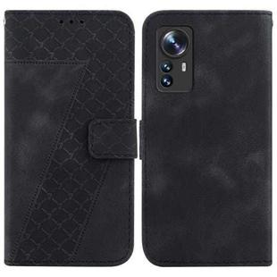 For Xiaomi 12/12X 7-shaped Embossed Leather Phone Case(Black)