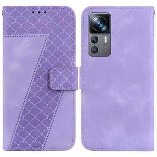 For Xiaomi 12T/12T Pro 7-shaped Embossed Leather Phone Case(Purple)
