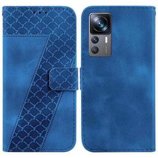 For Xiaomi 12T/12T Pro 7-shaped Embossed Leather Phone Case(Blue)