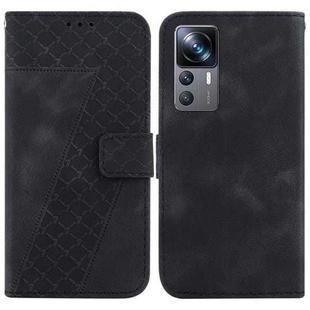 For Xiaomi 12T/12T Pro 7-shaped Embossed Leather Phone Case(Black)