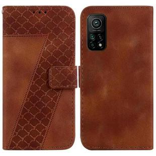 For Xiaomi Mi 10T Pro 5G/Mi 10T 5G 7-shaped Embossed Leather Phone Case(Brown)