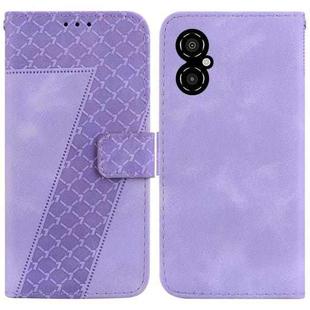For Xiaomi Poco M4 5G 7-shaped Embossed Leather Phone Case(Purple)