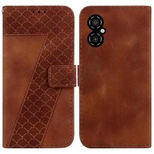For Xiaomi Poco M4 5G 7-shaped Embossed Leather Phone Case(Brown)