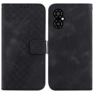 For Xiaomi Poco M4 5G 7-shaped Embossed Leather Phone Case(Black)