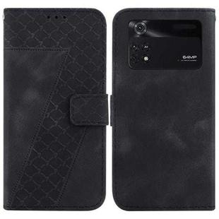 For Xiaomi Poco M4 Pro 7-shaped Embossed Leather Phone Case(Black)