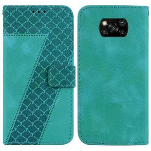 For Xiaomi Poco X3 NFC/Poco X3/Poco X3 Pro 7-shaped Embossed Leather Phone Case(Green)
